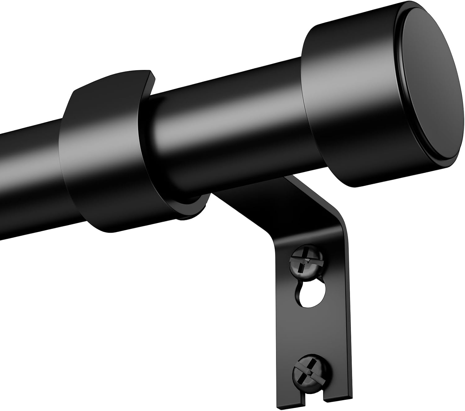 Curtain Rods 18-60 Inch, 1" Heavy Duty Adjustable Curtain Rod for Windows, Black Window Treatment Rod, Modern Design, Easy Installation