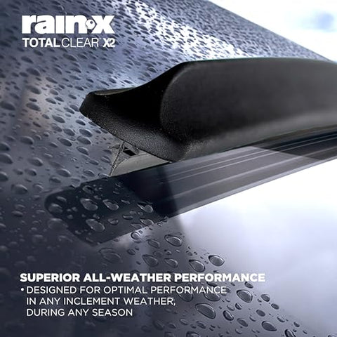 Rain-X 810333 Total Clear Beam Wiper Blades 24" & 20" Windshield Wipers for All-Weather Performance, Rubber Squeegee for Smooth Clean Wipe & Quiet Operation - 2 Pack Value