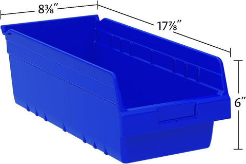 Akro-Mils 30088 Plastic Nesting ShelfMax Storage Bin Box, 18x8x6-Inch, Blue (8-Pack)