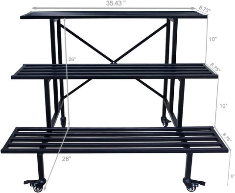 Zhongma 3 Tier Heavy Duty Metal Plant Stand with wheels easy assembly