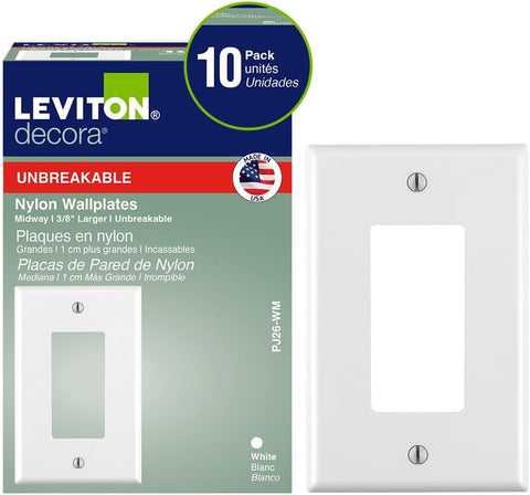 Leviton 1-Gang 1-Decora Midway Nylon Wallplate, PJ26-T, Light Almond