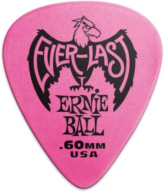 Ernie Ball Everlast Guitar Picks, Pink .60mm, 12-pack (P09179)