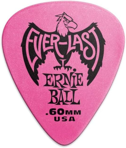 Ernie Ball Everlast Guitar Picks, Pink .60mm, 12-pack (P09179)