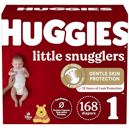 Huggies Size 1 Diapers, Little Snugglers Diapers, (8-14 lbs), 168 Count, Newborn