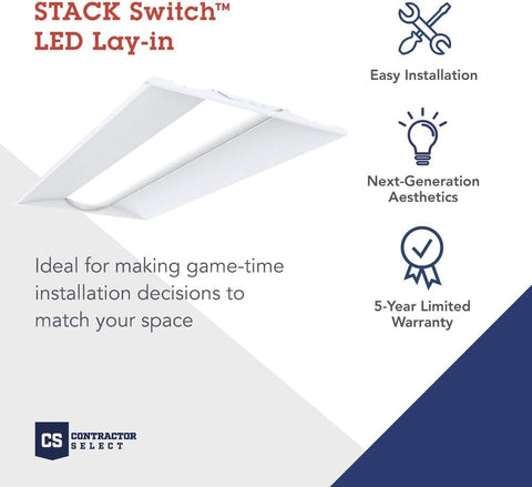 Lithonia Lighting 2x4 LED Troffer Light, Adjustable Lumens, 3-in-1 CCT