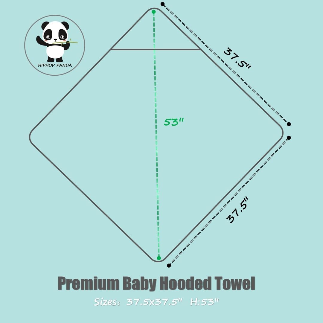HIPHOP PANDA Ultra Soft Hooded Baby Towel - 2-Layer Thick 500GSM Absorbent