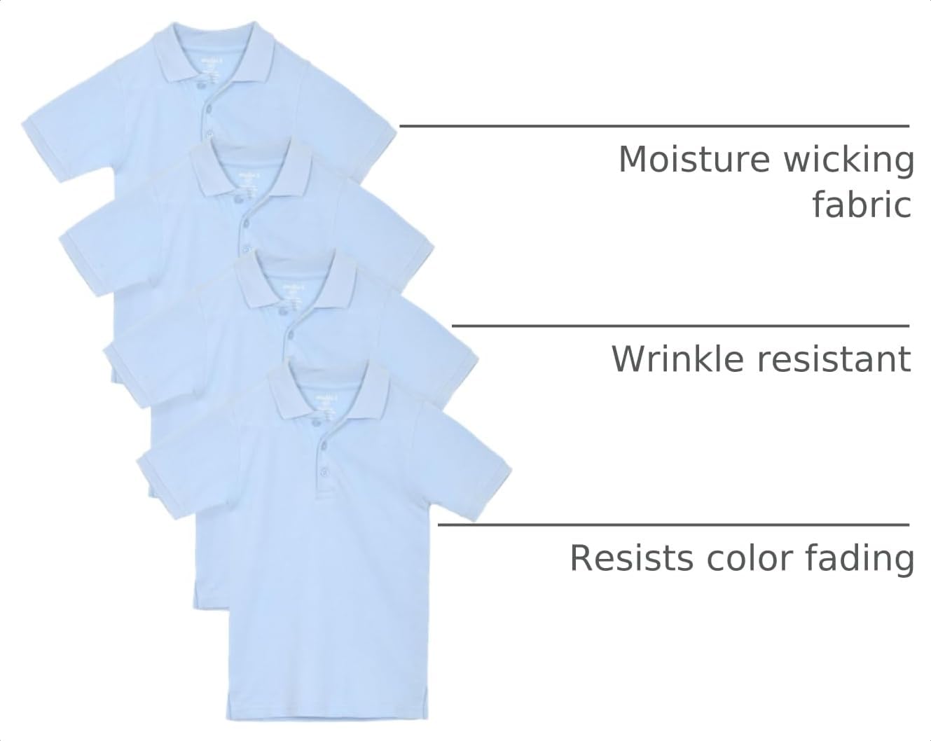 Studio 3 Boy’s - 4-Pack School Uniform Short and Long Sleeve Pique Polo Shirts