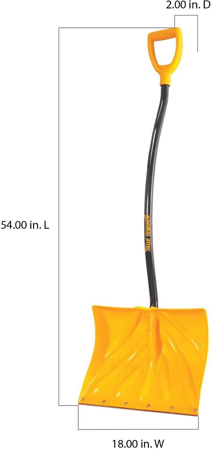 TRUE TEMPER 1603400 Poly Snow Shovel/Pusher with Ergonomic D-Grip Steel Handle, 54-Inch