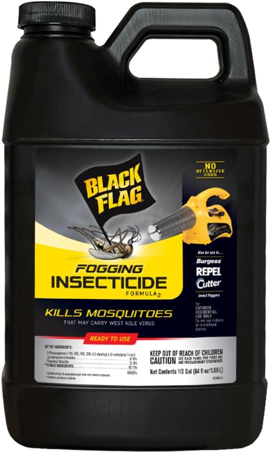 Black Flag 64 oz. Fogging Insecticide Ready-to-Use Controls Mosquitoes, Biting Flies and Flying Insects in Lawns, Patios and Gardens, 190256, 64 Ounce (Pack of 2)