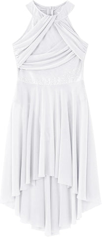 Kids Girls Lyrical Dance Dress Ballet Tulle Leotard Dress