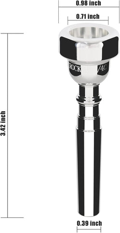 EASTROCK 1.25C Trumpet Mouthpiece Silver Plated Bb Trompeta, Vacuum Packed