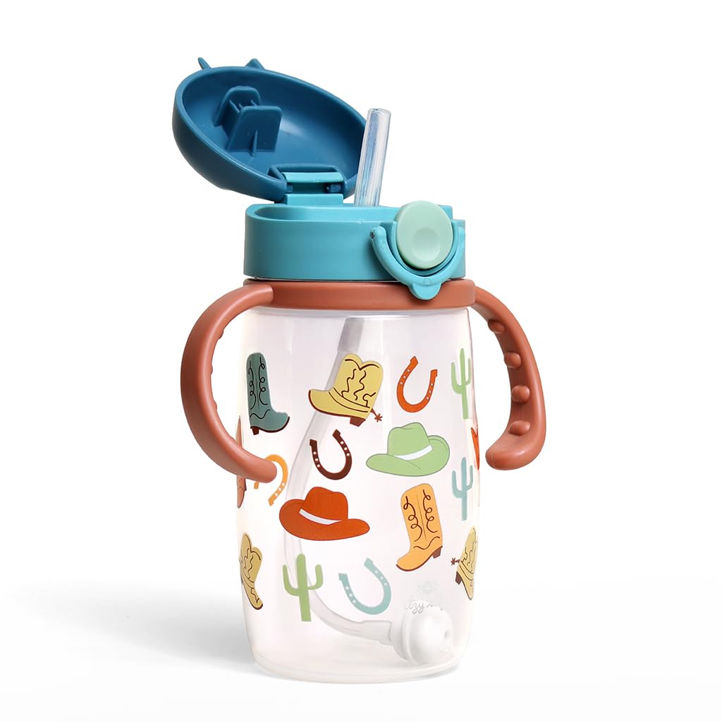 Itzy Ritzy Sippy Cup for Toddlers w/Weighted Silicone Straw 13oz (Western)