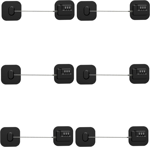 Refrigerator Lock, Combination Lock for Refrigerator Cabinets, Drawers, Heavy Duty Fridge Lock, Easy Install No Keys Needed, Black (Black-6Pack)