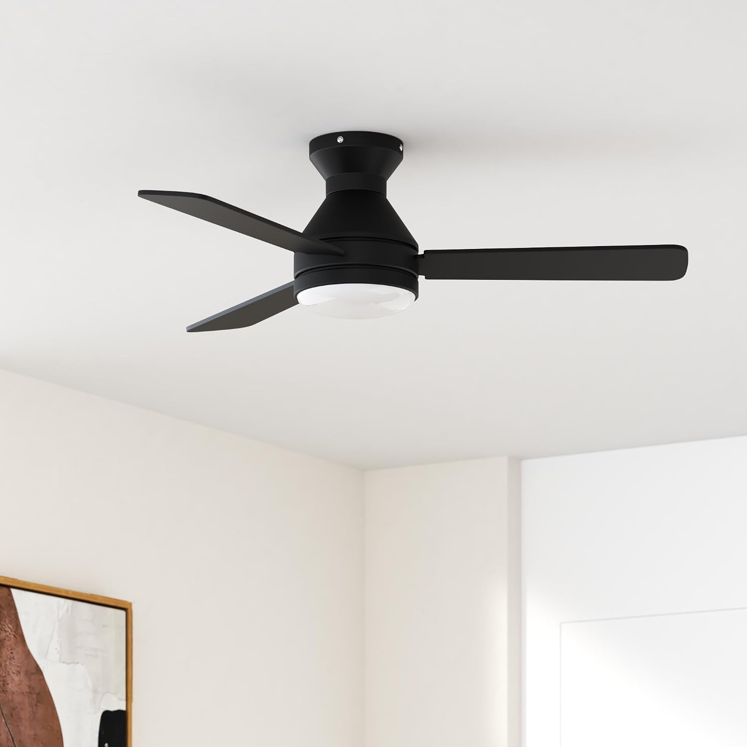 Amico 42 Inch Black Low Profile Ceiling Fans with Lights and Remote