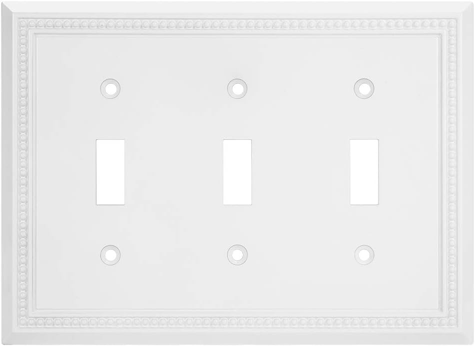 Henne Bery Sunken Pearls Heavy Duty Decorative Wall Plate Switch Plate Outlet Cover (Triple Toggle, White)