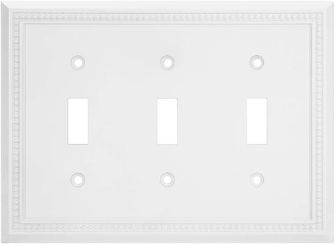 Henne Bery Sunken Pearls Heavy Duty Decorative Wall Plate Switch Plate Outlet Cover (Triple Toggle, White)