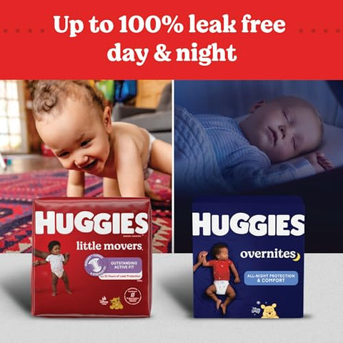 Huggies Size 8 Diapers, Little Movers Baby Diapers, Size 8 (46+ lbs), 62 Count