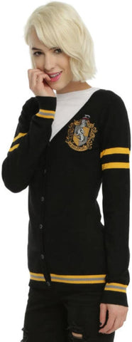Harry Potter Womens' Slytherin House Crest Open Front Cardigan Juniors Knit Sweater