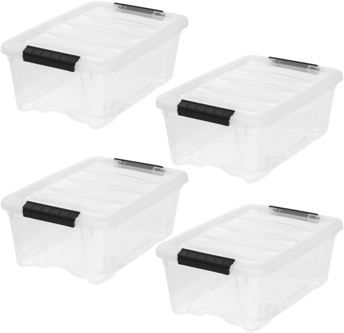 IRIS USA 4-Pack 13 Quart Storage Bins with Lids, Clear