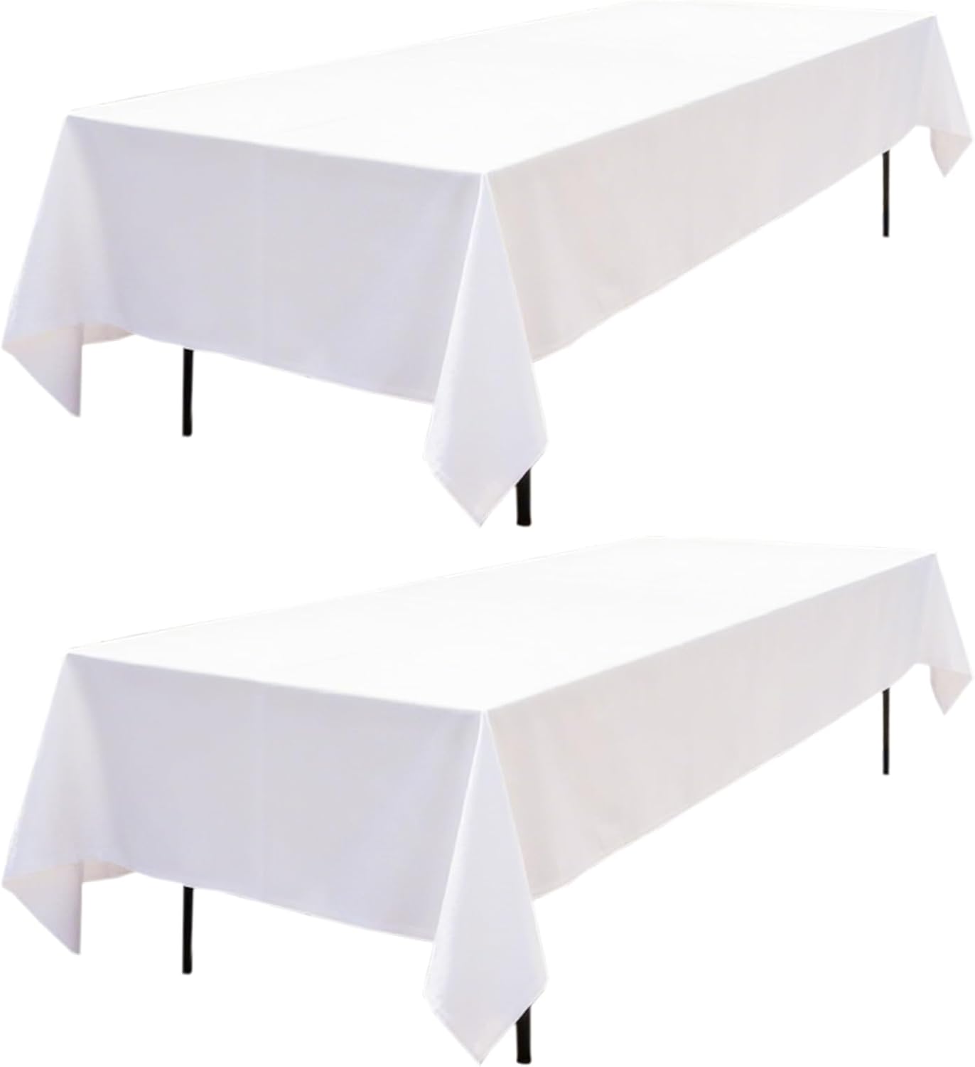 DRESSMAKER 2 Pack White Table Cloth Rectangle 60X84 Inch Fit 4FT Table