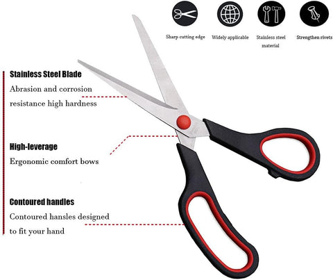 Scissors, Multipurpose office Scissors,8.5 Inch Ultra Sharp Shears, Comfort-Grip Handles Household scissors，Sturdy Sharp Craft Supplies - Pack of 5, Right/Left Hande