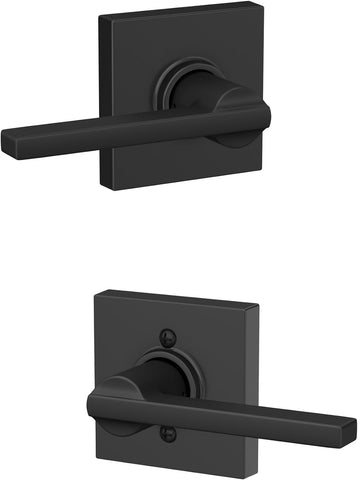Schlage Latitude Hall/Closet Passage Door Handle, Reversible, Matte Black