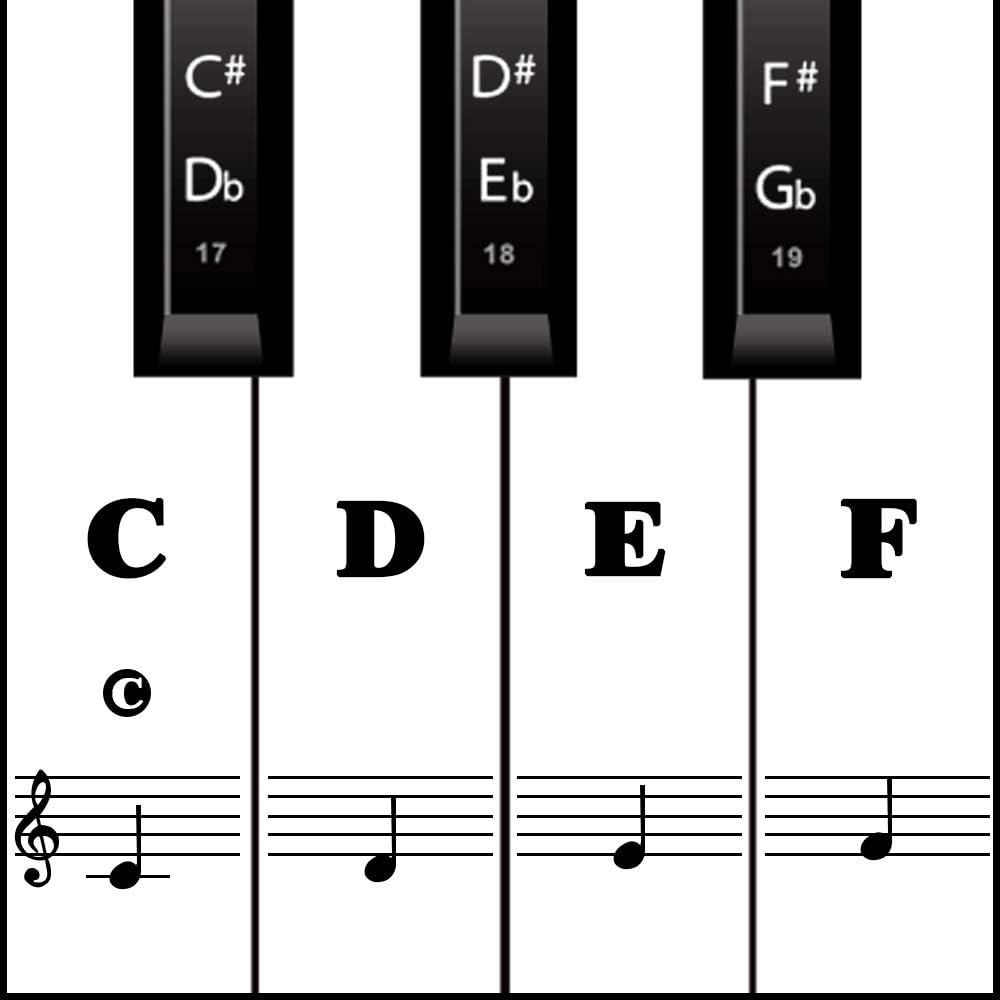 Piano Keyboard Stickers for 88/61/54/49/37 Keys, Black