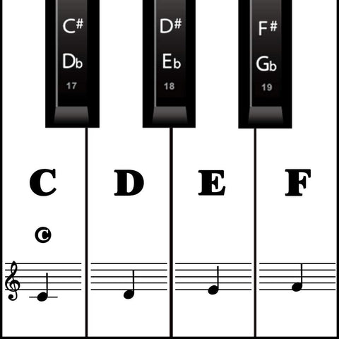 Piano Keyboard Stickers for 88/61/54/49/37 Keys, Black