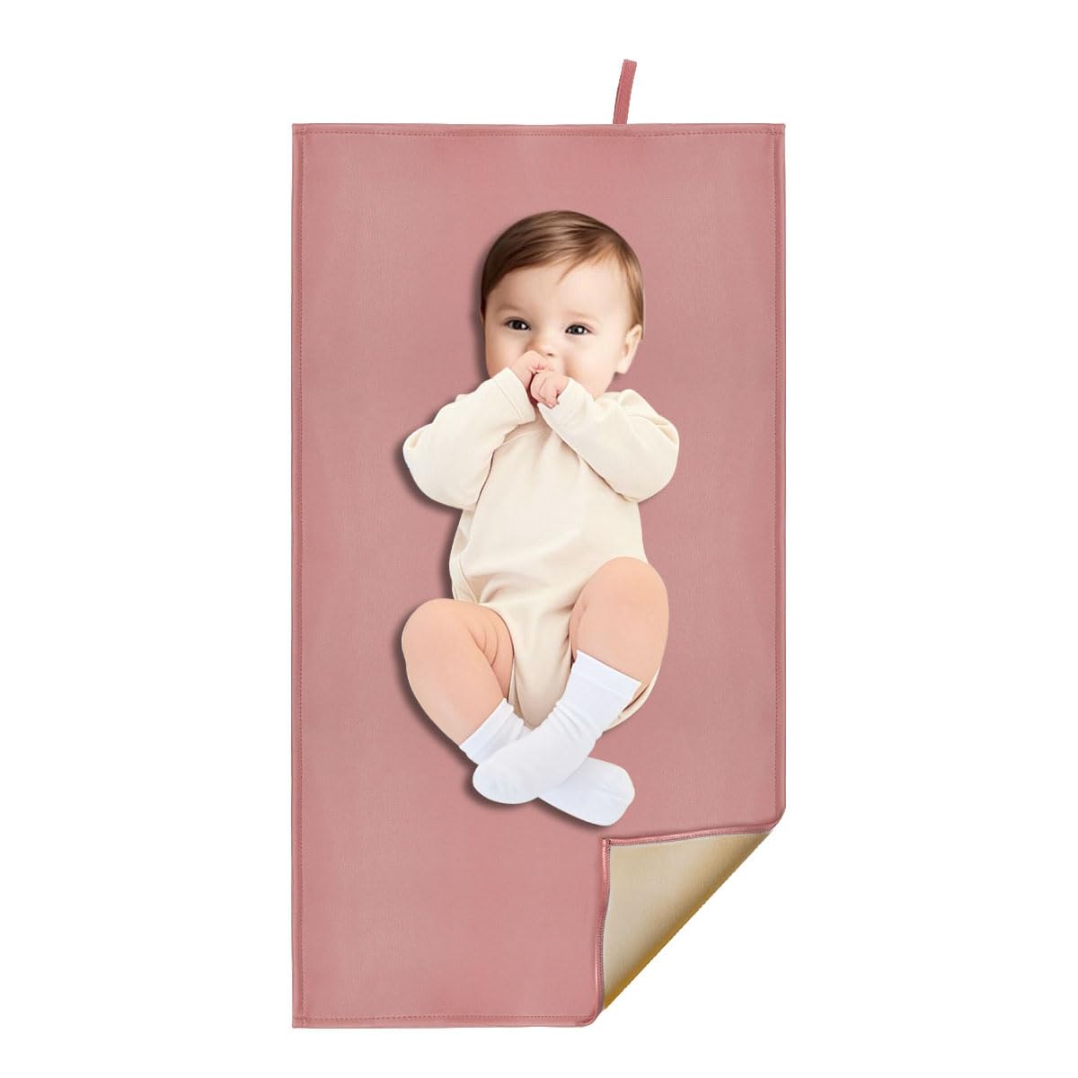 Wipeable Changing Pad for Baby, Diaper Changing Mat, Dusty Pink
