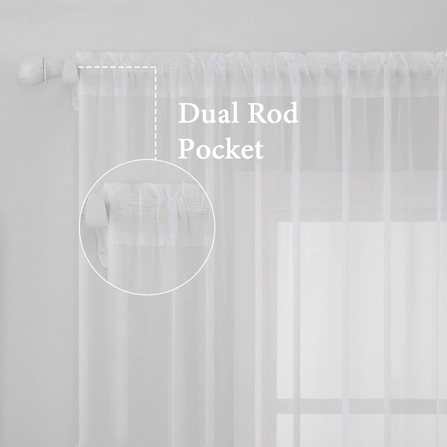 MIULEE Short White Sheer Curtains 45 Inches Long, 54 X 45 Inches, 2 Panels