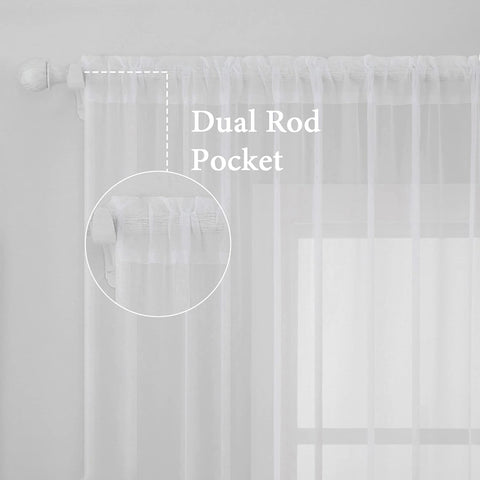MIULEE Short White Sheer Curtains 45 Inches Long, 54 X 45 Inches, 2 Panels