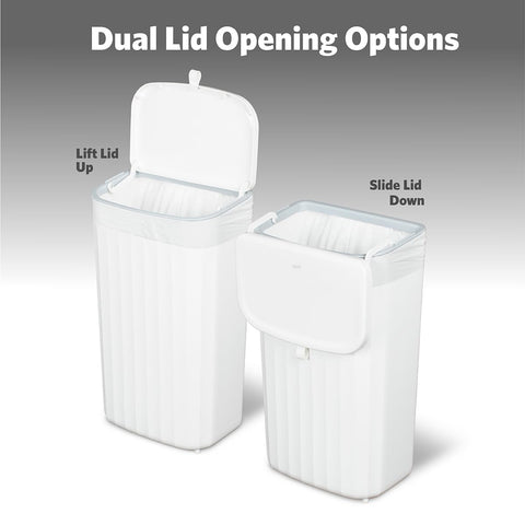 Glad Roomate Under Counter Waste Bin | Space Saving Small Trash Can for Kitchen Cabinet, Bathroom or Office | Dual Lid for Ease of Opening, 12 Liter, White