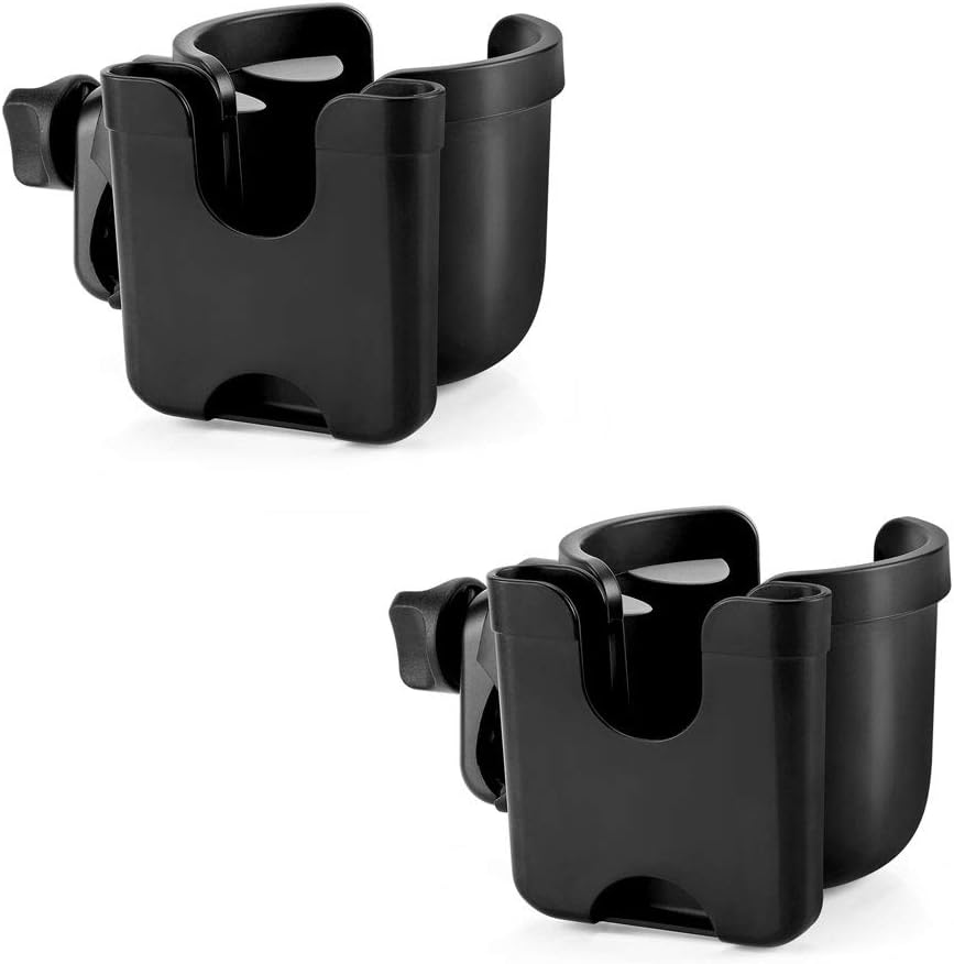 Accmor Stroller Cup Holder with Phone Holder, Bike Cup Holder, Walker Scooter Wheelchair Cup Holder Attachment, Universal Cup Holder for Uppababy Graco Strollers