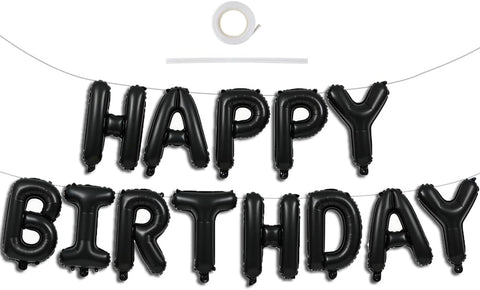TONIFUL 16 Inch Black Happy Birthday Balloons Banner Decorations for Men