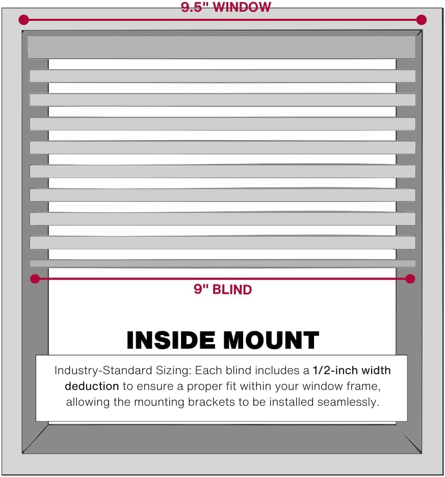 Lotus & Windoware 2" Faux Wood Cordless Blind, 9.5" x 72", Bright White