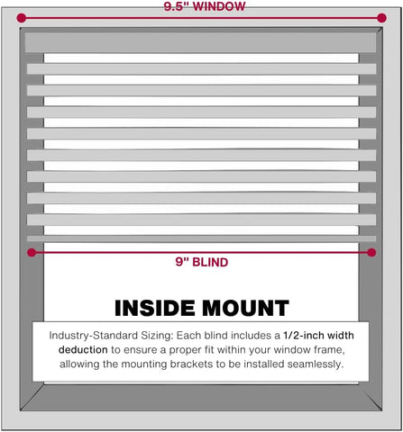 Lotus & Windoware 2" Faux Wood Cordless Blind, 9.5" x 72", Bright White