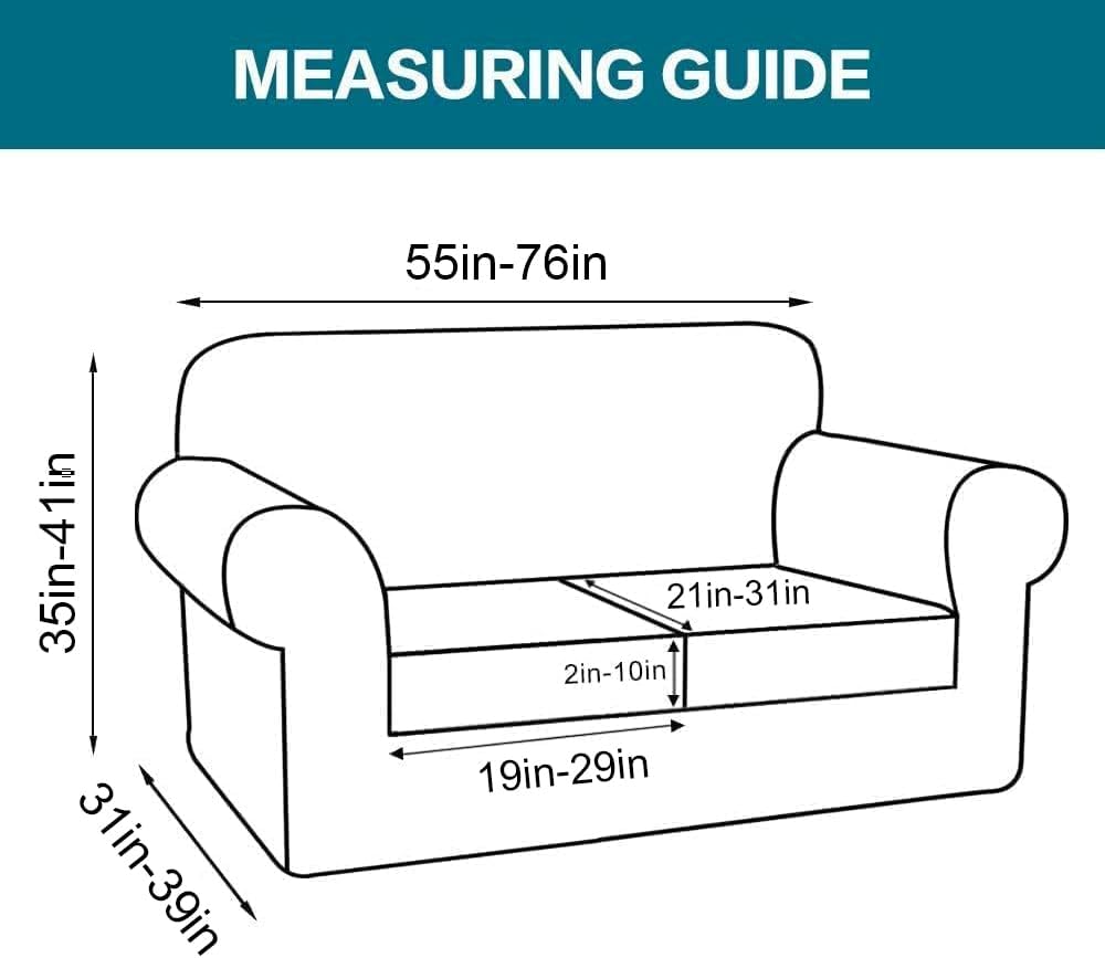 Turquoize 3 Piece Sofa Covers For 2 Cushion Couch Sofa Slipcover Soft Couch Cover For Dogs-Washable Sofa Furniture Cover With 2 Individual Cushion Covers, Thick Jacquard Fabric (Loveseat, Burnt Brick)