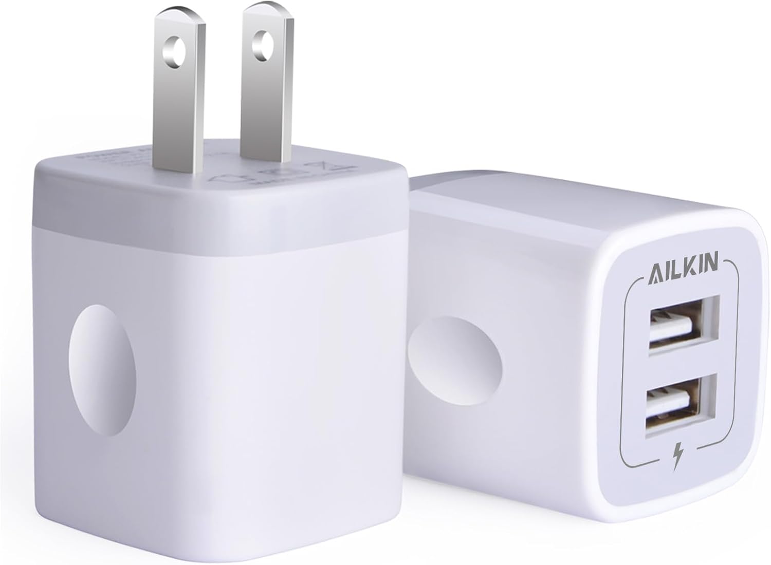 USB Wall Charger, Charger Adapter AILKIN 2Pack 2.1A Dual Port Quick Plug