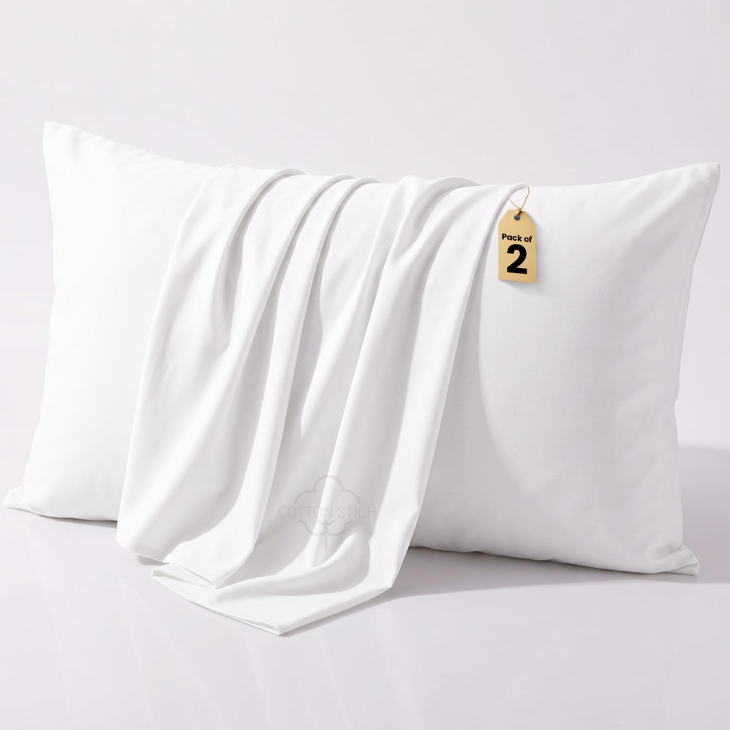 COTTON STICH™ 16X22 Youth Pillowcase Set of 2, Hidden Zipper-White