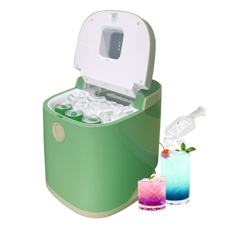 GSEICE Countertop Ice Maker Machine, 9 Ice Cubes Ready in 5 Mins, 12V Ice Maker in Car, 30lbs in 24Hrs, 4 Sizes Ice Support, Portable Ice Maker with Basket and Scoop, for Car/Home/Kitchen/Camping/RV