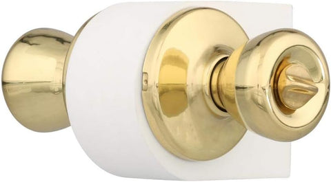 Kwikset Tylo Interior Privacy Door Knob with Lock, Door Handle For Bathroom and Bedroom, Polished Brass Keyless Turn Lock Doorknob, 1 Count (Pack of 1)