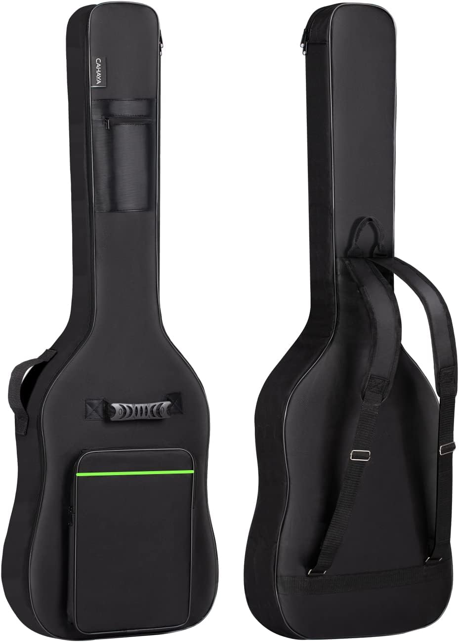 CAHAYA Bass Guitar Bag Gig Bag 0.3in Padding Black Padded Backpack Soft Electric Bass Case Green CY0292