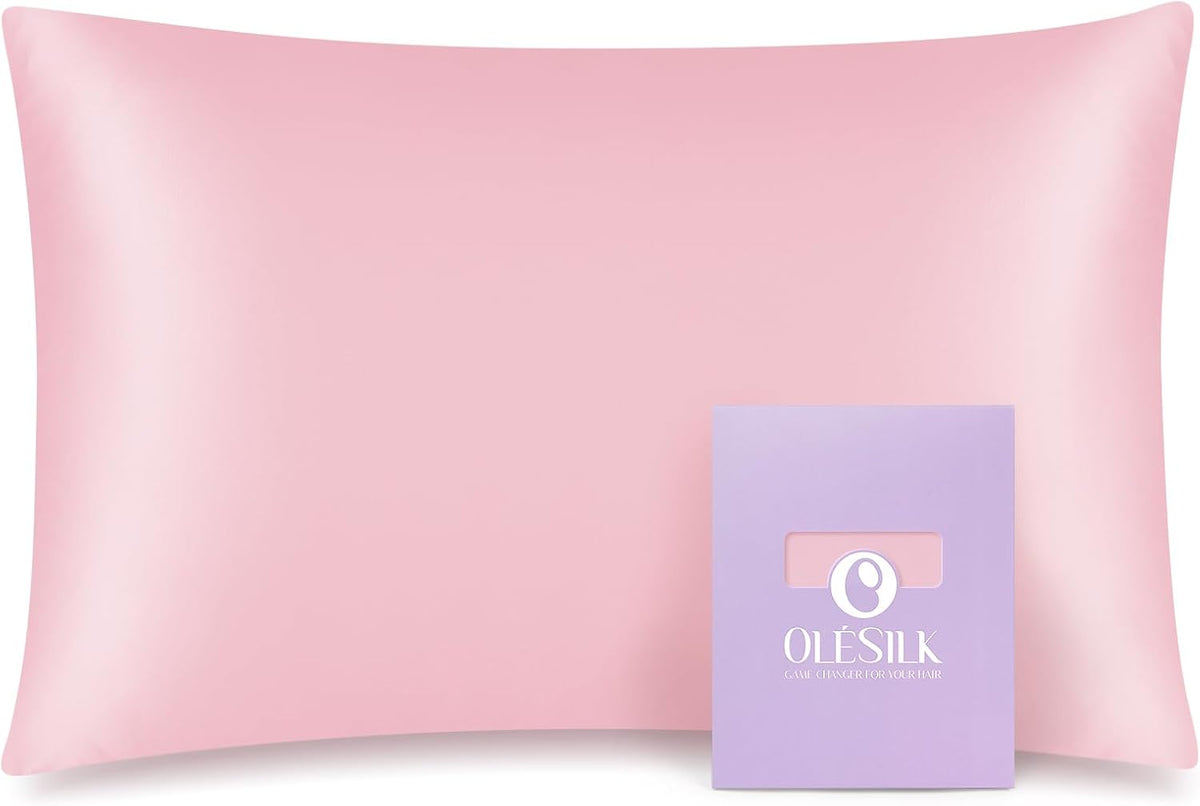 OLESILK Toddler 100% Mulberry Silk Pillowcase, Zipper, 13"x 18", Pink