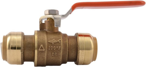 SharkBite 3/4 Inch Ball Valve, Push to Connect Brass Plumbing Fitting, Water Shut Off, PEX Pipe, Copper, CPVC, PE-RT and HDPE Pipe, 22185-0000LFA
