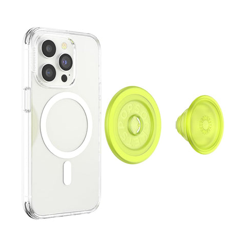 PopSockets Phone Grip Compatible with MagSafe, Phone Holder, Wireless Charging Compatible, Into The Woods - GITD Chartreuly