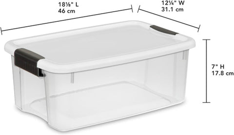 Sterilite Ultra Latch Box with Lids for Home and Office, 18 Quart, 12-Pack