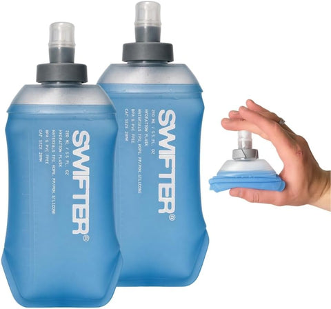 SWIFTER 2x Soft Flask 250ml | Running, Hiking, Cycling Hydration Flask | Collapsible, Leakproof, Reusable | Matt Finish, Sky Blue