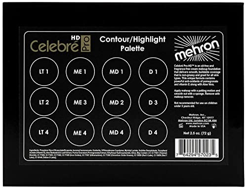 Mehron Makeup Celebre Pro-HD Cream Contour & Highlight Palette (12 Colors)