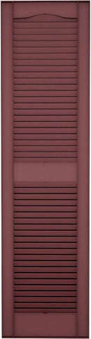 Ekena Millwork Lifetime Vinyl LL1S14X05500WN Standard Cathedral Top Center Mullion, Open Louver Vinyl Shutters, w/Installation Shutter-Lok's & Matching Screws (Per Pair), 14.5""W x 55""H, Wineberry