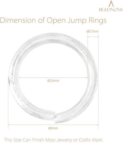 BEADNOVA 4mm Silver Jump Rings for Jewelry Making Open Jump Rings for Keychains and Necklace Repair (300Pcs)